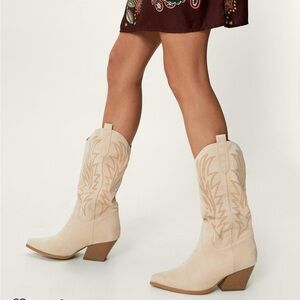 Nasty gal tan suede cowgirl boots